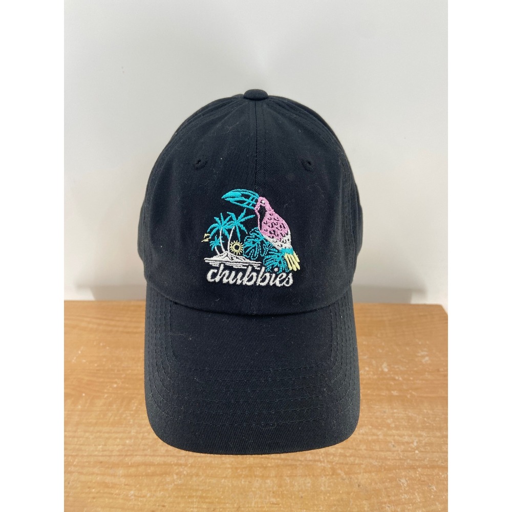 Chubbies Mens Black Cotton Embroidered Toucan Tropical Dad Hat Strapback‎ Cap